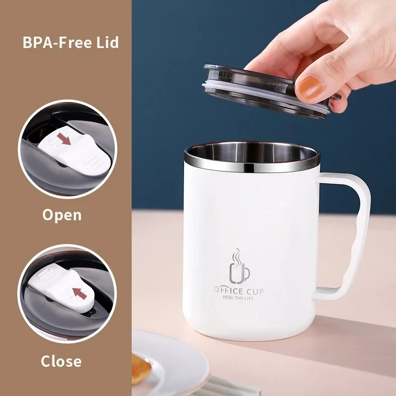 500ml 304 Stainless Steel Thermos Mug  With Lid And Handle Portable Thermal Water Bottle Leak-Proof Vacuum Flask Insulated Cup