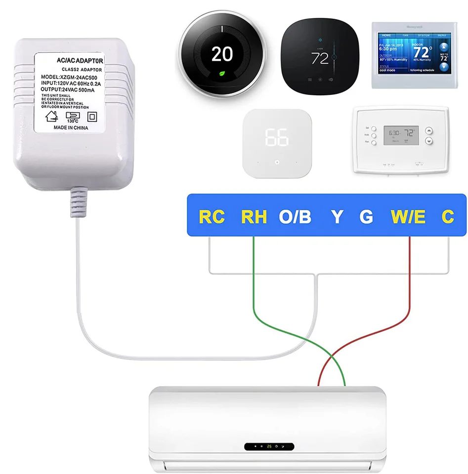 Google Nest Thermostat 33ft 24V Transformer C-Wire Adapter For