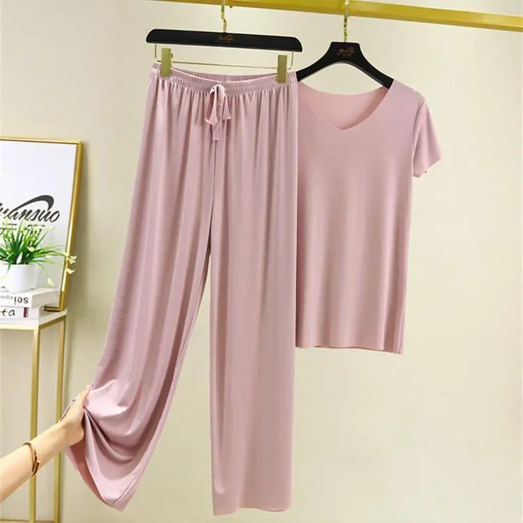 Women's Home Clothes Suit Of Lady House Summer Living Room Wear Autumn Loose Homewear Pants Two Piece Set For Women Cute Pajamas 5