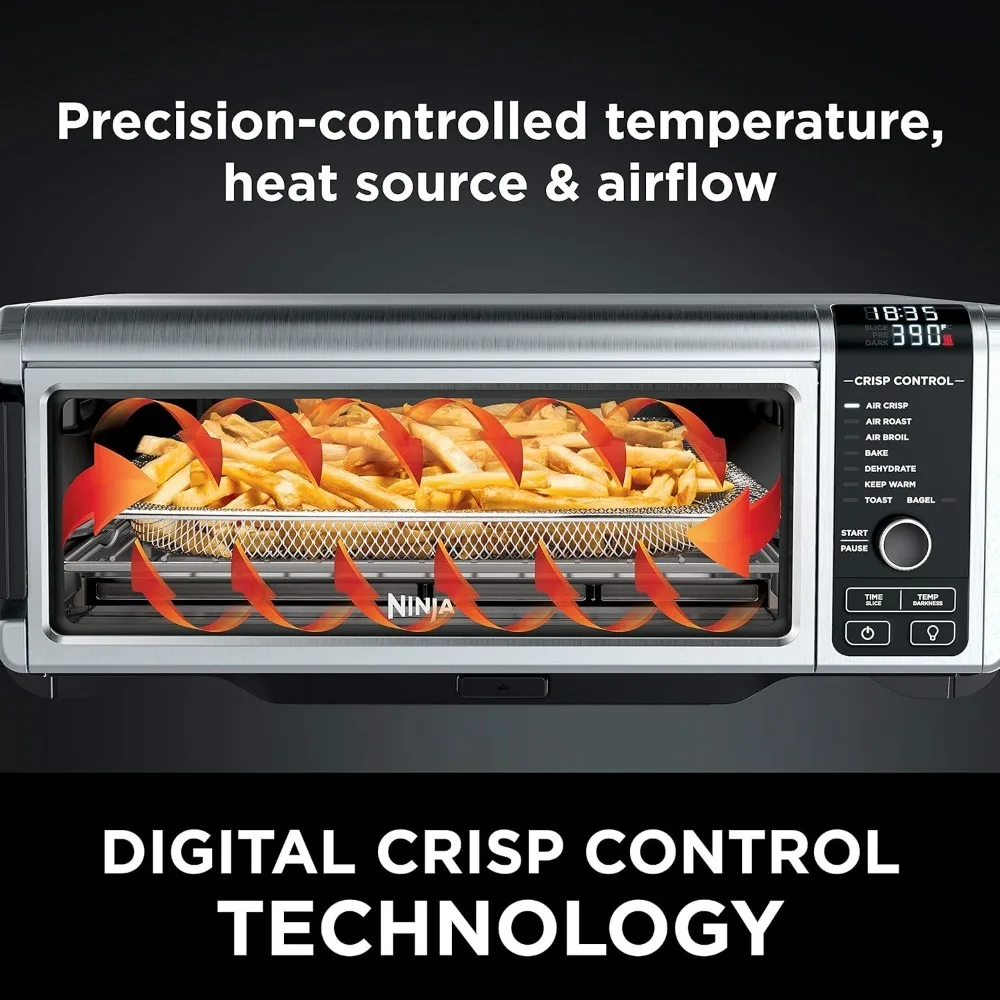 Digital Air Fry Countertop Oven with 8-in-1 Functionality, Flip Up & Away Capability for Storage Space, with Air Fry Basket,