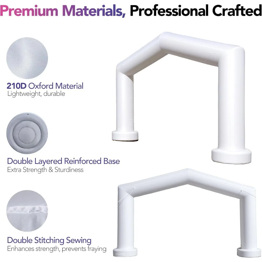 20Ft Gable Inflatable Arch with Built-in Blower - White, Archway Recommended for Races, Marathons, Organized Events, Carnivals,