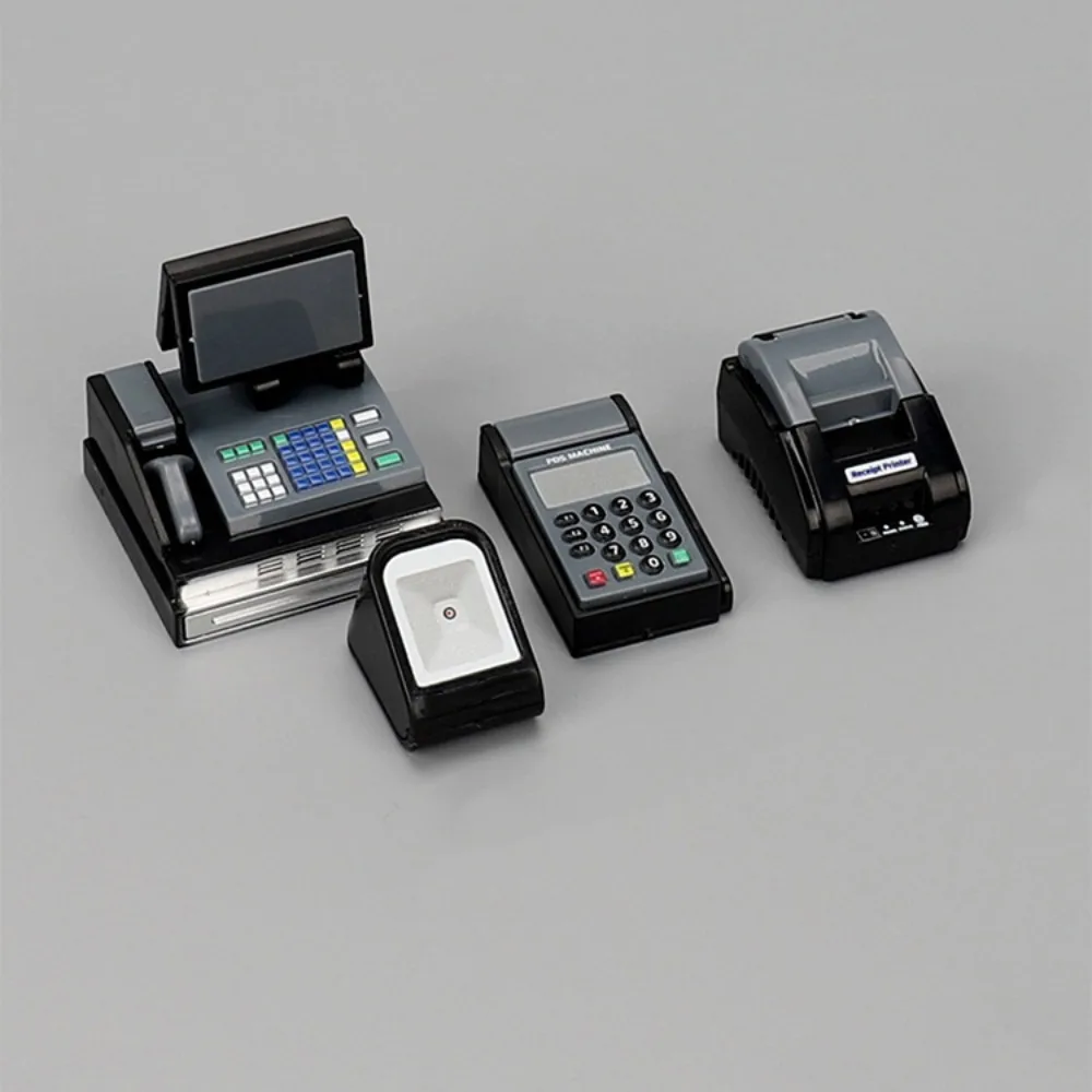 Mini Doll House Cash Register DIY 1:6/1:12 Scale Miniature Cash Register Funny Black Gray Mini Supermarket Store Card Machine 2