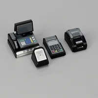 Mini Doll House Cash Register DIY 1:6/1:12 Scale Miniature Cash Register Funny Black Gray Mini Supermarket Store Card Machine 2