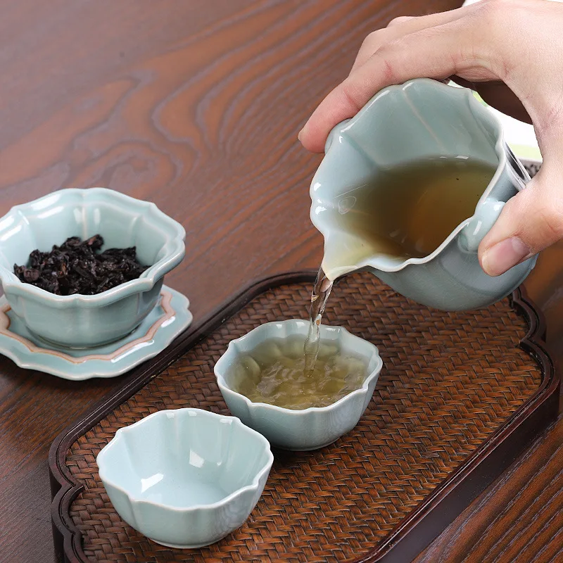 Ceramic tea set, 1 pot, 2 cups, portable integrated storage bag, outdoor, camping, home kung fu tea maker