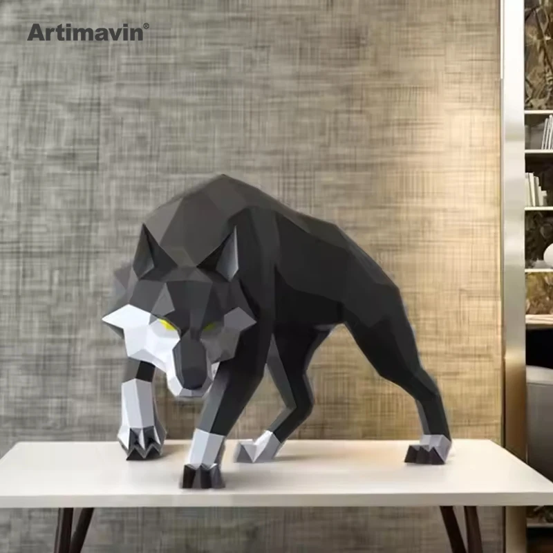 Wolf King Coyote Creative DIY three-dimensional paper sculpture model handmade origami decorative paper art tide play ornaments