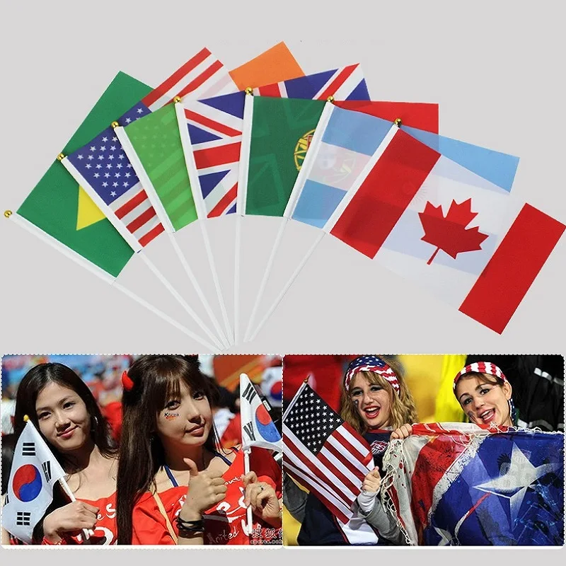 

14*21cm 10Pcs Small Flags of All Countries Small World Hand-waving Flags Red Garage Flag Party Decoration Flag