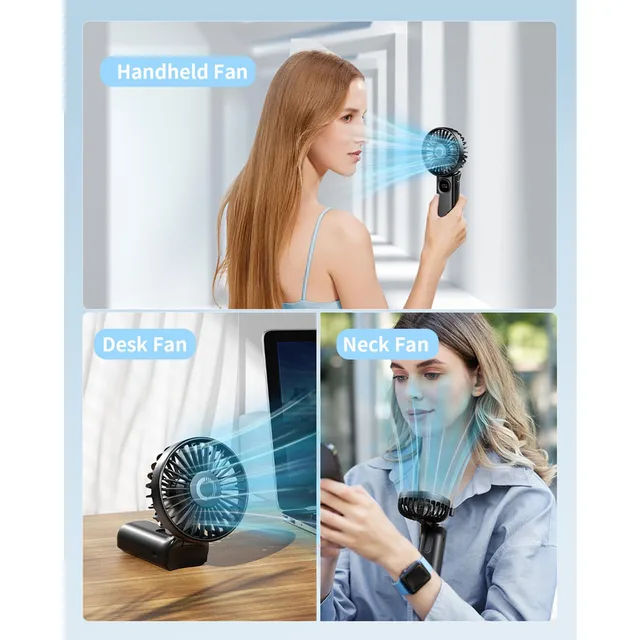 Foldable Handheld Fan with LED 5