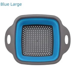 Foldable Collapsible Kitchen Colander and Drainer Basket (Large Blue)
