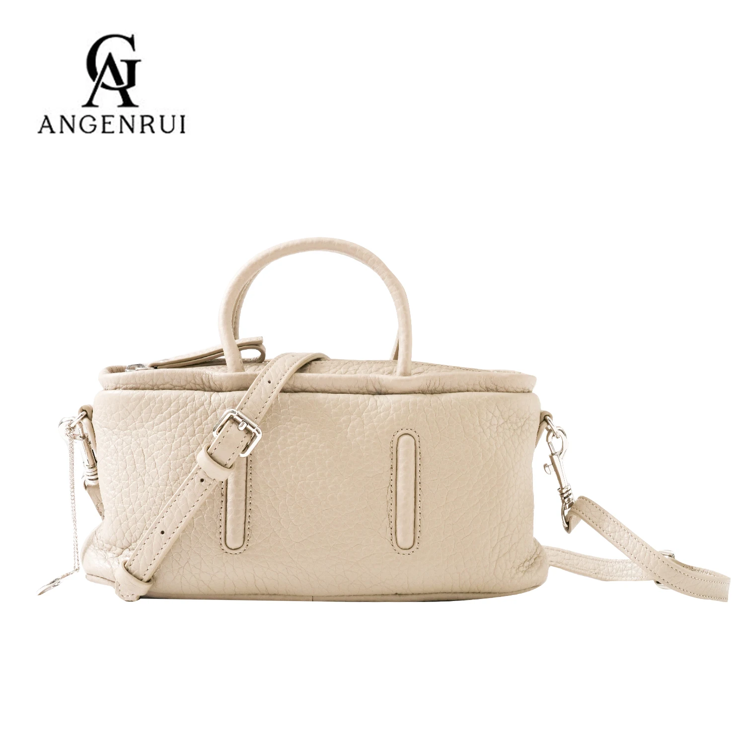 

ANGENGRUI New Genuine Leather Women's Bag Fashionable and Unique Design Shoulder Bag First Layer Cowhide Pumpkin Shape Handbag