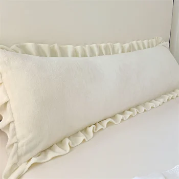 1 Lace solid color plush long pillowcase, soft and comfortable, couple double decorative pillow core case (without core) 1