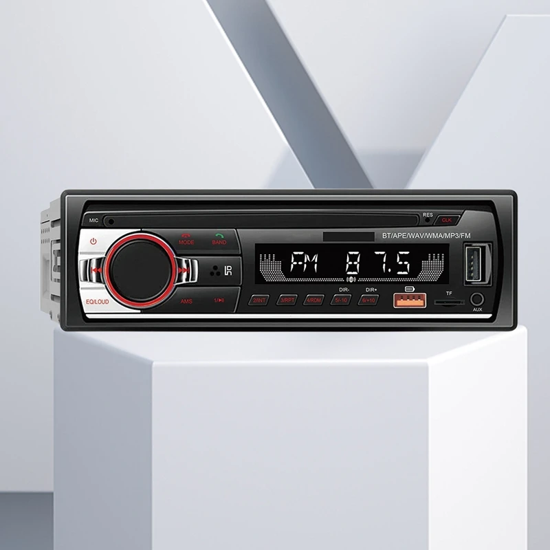 Фото Автомобильный Bluetooth MP3-плеер 12 в, FM-радио, стерео, громкая связь, стереоплеер, дисплей с подсветкой, прочный CD-плеер с USB-зарядкой №2