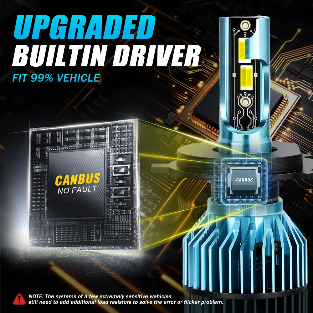 2개입 LED 자동차 헤드라이트 50000LM 밝은 백색 6000K 플러그 앤 플레이 에러프리 CANbus H4 상하향등 냉각팬 포함