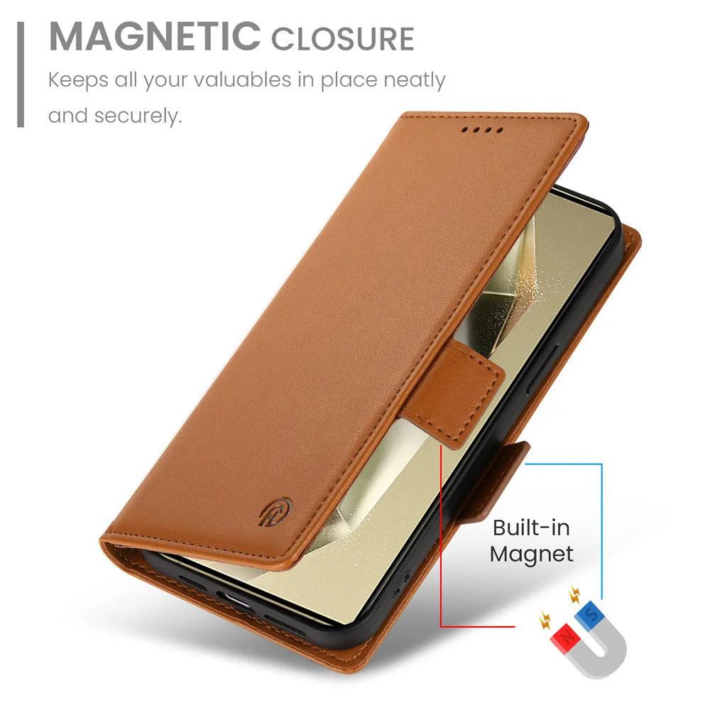 Premium Flip Wallet Phone Case with Card Slot and Kickstand - PU Leather Cover