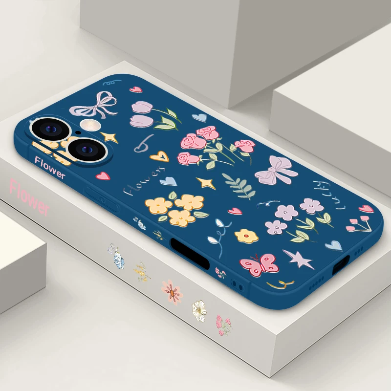 Charming Cartoon Rose Flower Lanyard Shockproof Phone Case Cover