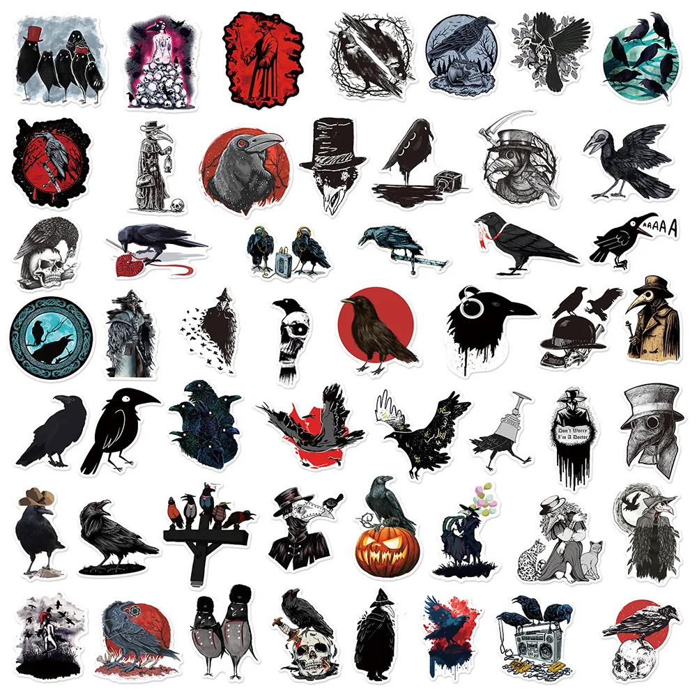 10/30/50PCS Horror Crow Gothic Witch Stickers Decals Decoration Suitcase Scrapbooking Phone Laptop Stationery Cool Kid Sticker