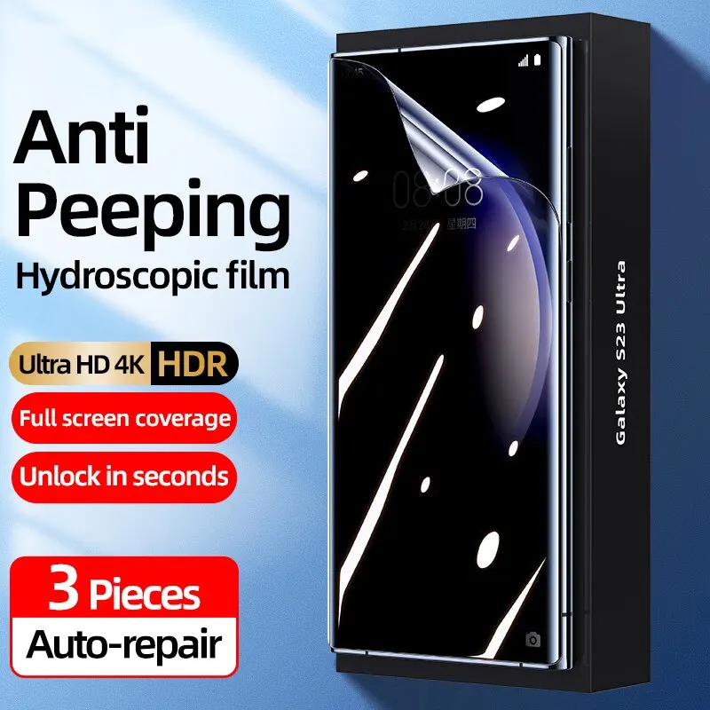 3Pcs Privacy Hydrogel Screen Protector For Samsung Galaxy S23 Ultra S23