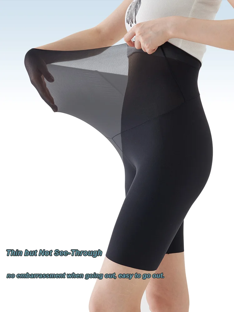 Plus Size Biker Shorts for Women Summer Thin Ice Silk Invisible Yoga Shorts Tummy Control Slimming Shorts Capri Pants 5/9 Length 1