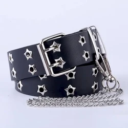 Unisex Large Double Hole Punk Rock Belt - Y2K Style - 110cm (StarElet with chain)