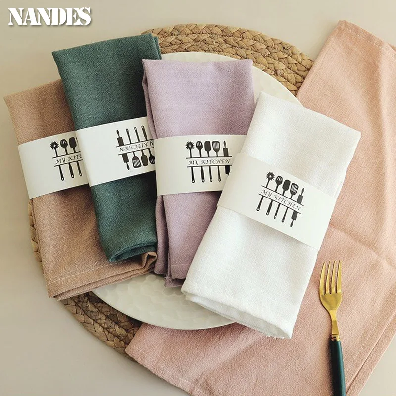 40x40cm Solid Color Cotton Linen Napkin cotton napkins linen napkins