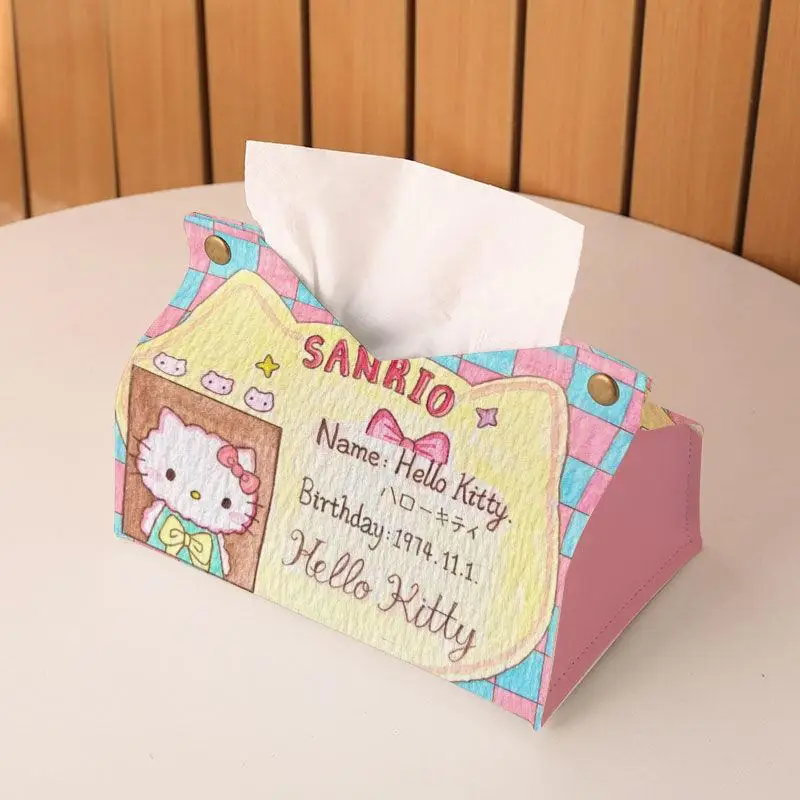 

Sanrio бумажный ящик Kawaii Hello Kitty коробка для хранения салфеток для гостиной милый мультяшный декор для обеденного стола украшения