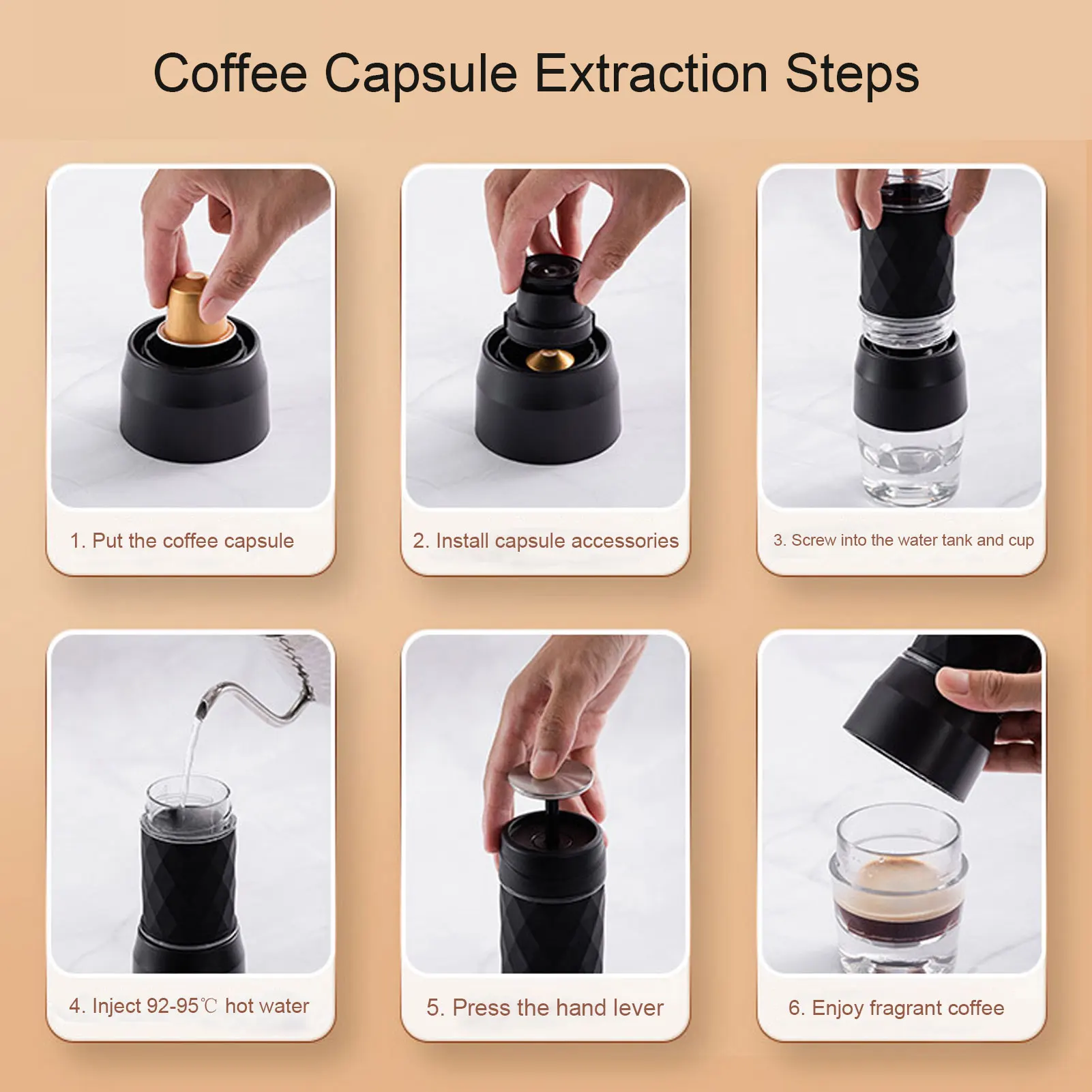 Coffee Capsule Maker Coffee Powder Maker Portable Hand Press Coffee Machine Mini Coffee Powder Capsule Maker Set for Outdoor Car 6