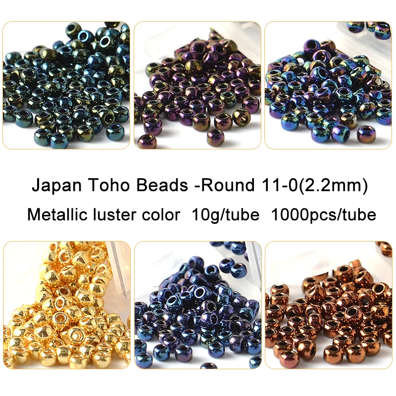 

11/0 TOHO Round Beads Metallic Color 10g 2.2mm Japan Glass Seed Bead For Needlework Handcraft DIY Bracelet Jewelry Making