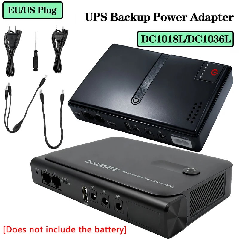 DC18W/36W DC1018L/DC1036L 1A/2A 5V/9V/12V Large Capacity Multipurpose Mini Portable UPS Backup Power Adapter for WiFi Router