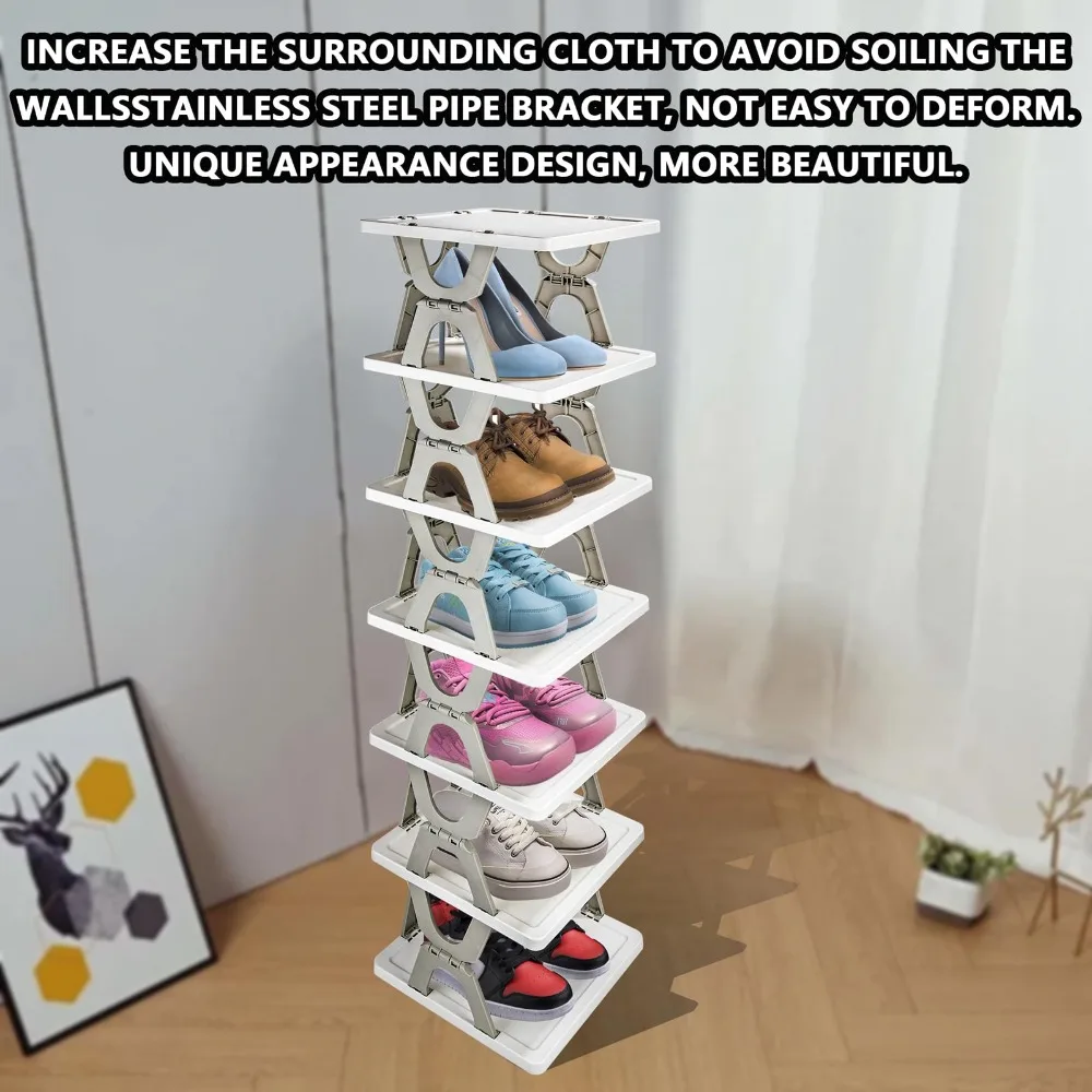 6 Tier Foldable Shoe Rack Collapsible Shoe Shelf For Entryway Tall Narrow Rack Foldable Dustproof Practical Organizer Racks