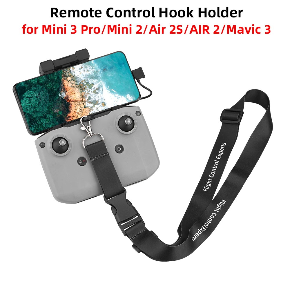 Sangle de cou réglable pour radiocommande DJI, assurant confort et sécurité lors des vols avec un drone.