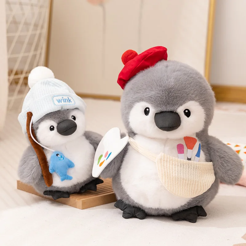 Kawaii painter Penguin Plush Doll fishing chef character Hat Clothes Penguin Plush Toy For Boys And Girls Birthday Gifts