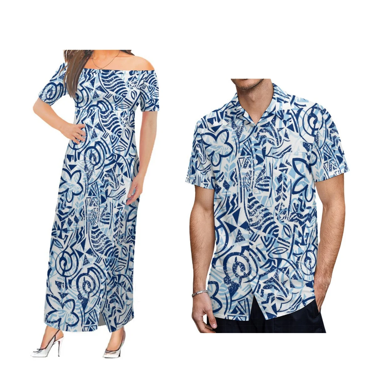 

Best Price Wholesale Custom Hawaii Design Maxi Dresses Polynesian Style Slit Dresses Drop Shipping