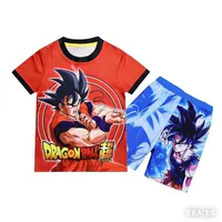 Pyjamas pour adultes et enfants Goku Super Saiyan, thème Dragon Ball, impression 3D, ensemble de vêtements de maison en deux pièces, tenues assorties pour la famille 3