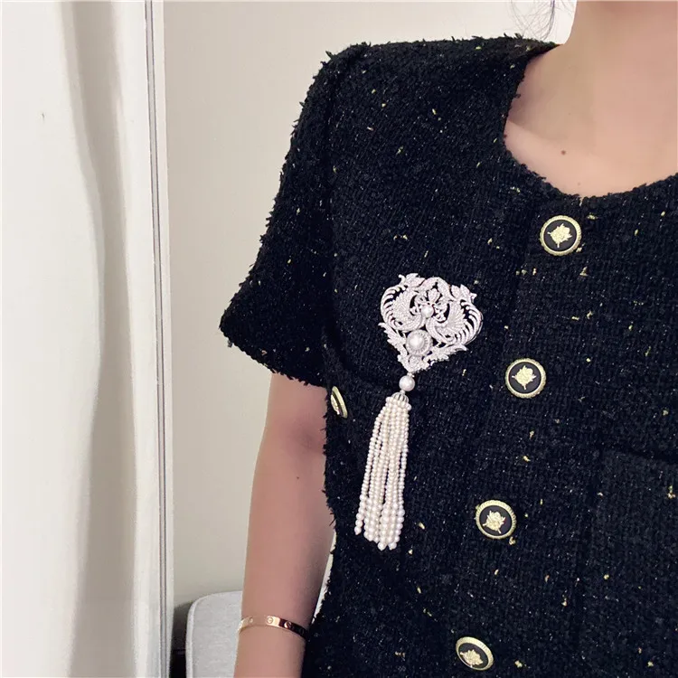 Natural Fresh Water Tear Drop Pearl Tassels Brooch