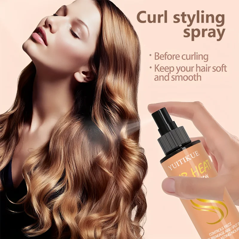 Hair heat care spray, anti-frizz, long-lasting styling, adds volume, nourishes hair, fresh shine, silky hair styling spray.