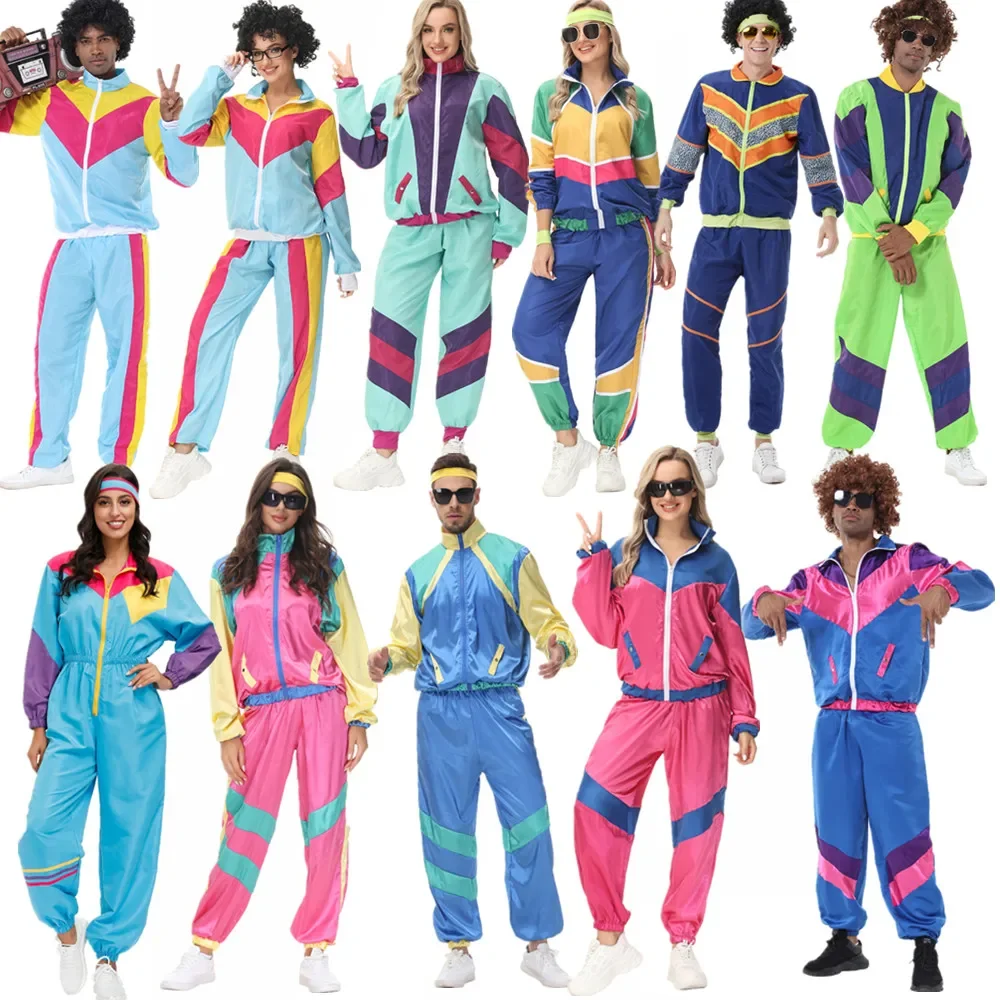 

Couples Hippie Costumes for Women Male Vintage 70s 80s Rock Disco Cosplay Outfits Carnival Halloween Party Fantasia Dress Up