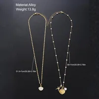 Ensemble de 2 pièces de bijoux pour femmes, style Boho, couleur or, coquille Marine, pendentif étoile de mer, chaîne de perles, multicouche, pliable 6