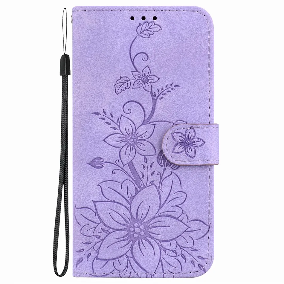 Cute Lily Flower Wallet Phone Case - D26F