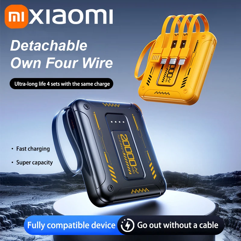Portable battery charger Xiaomi 50000mAh mini compact powerBank QC3.0 PD20W super fast charging 4in1 built-in cable high capacity IPhone
