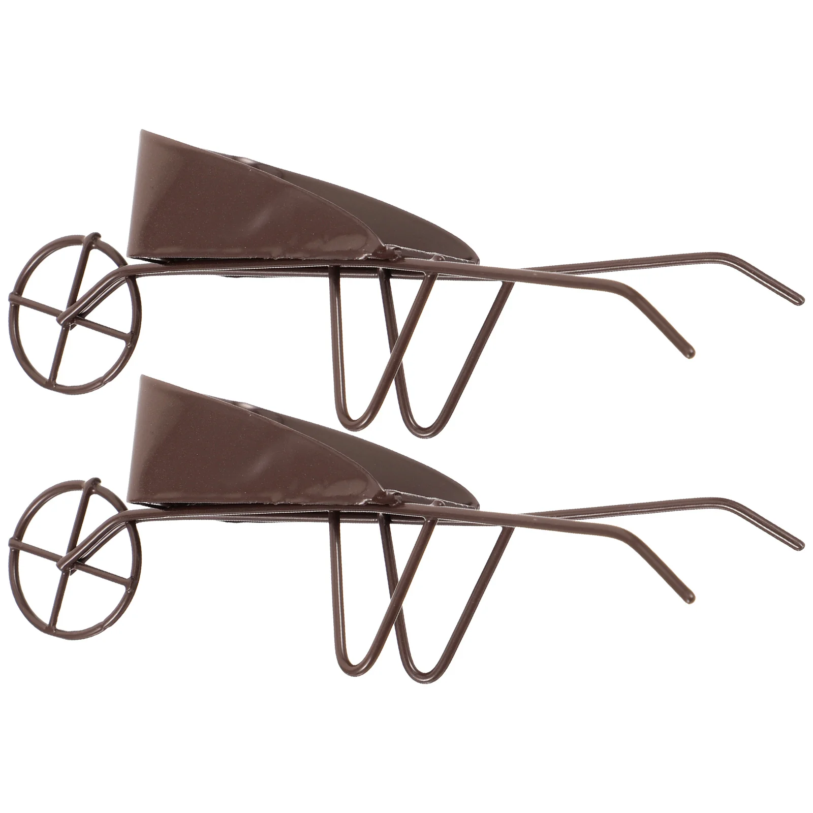 

2 Pcs Micro Landscape Props Dolls House Wheelbarrows Metal Mini Vintage Tiny Small