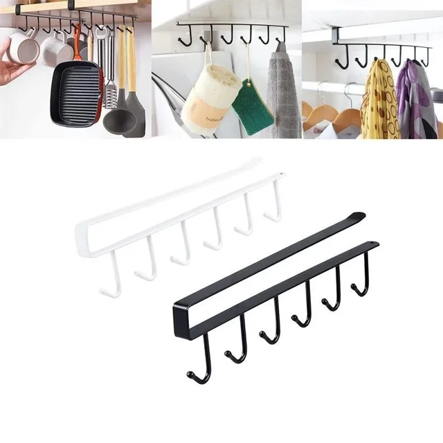 1pcs Kitchen Shelf Storage Clothes Hanging Organizer Cup Holder Glass Mug Holder 6 Hooks Storage Rack Kitchen Accessories 1