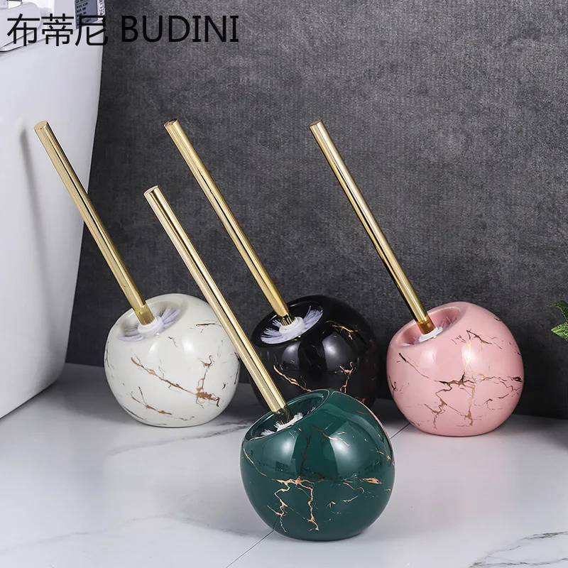 Nordic Ceramics Floor-standing Toilet Brush Round Shape Soft Fur Quick Draining Cleaning Brushes Bathroom Accessories Base