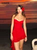 Sexy Sequin Ruffles Sling Mini Dress Women Slim Sleeveless Backless Party Dresses 2025 Spring Summer Shiny Beach Vacation Robe 2