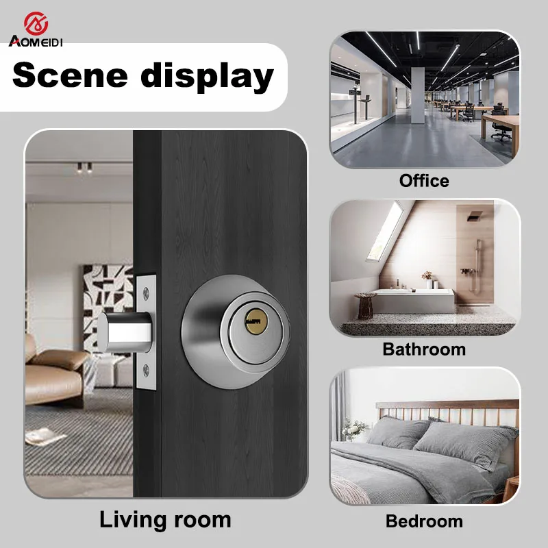 304 Stainless Steel Anti-theft Door Lock Three keys pure brass lock cylinder durable and rust-proof adjustable deadbolt