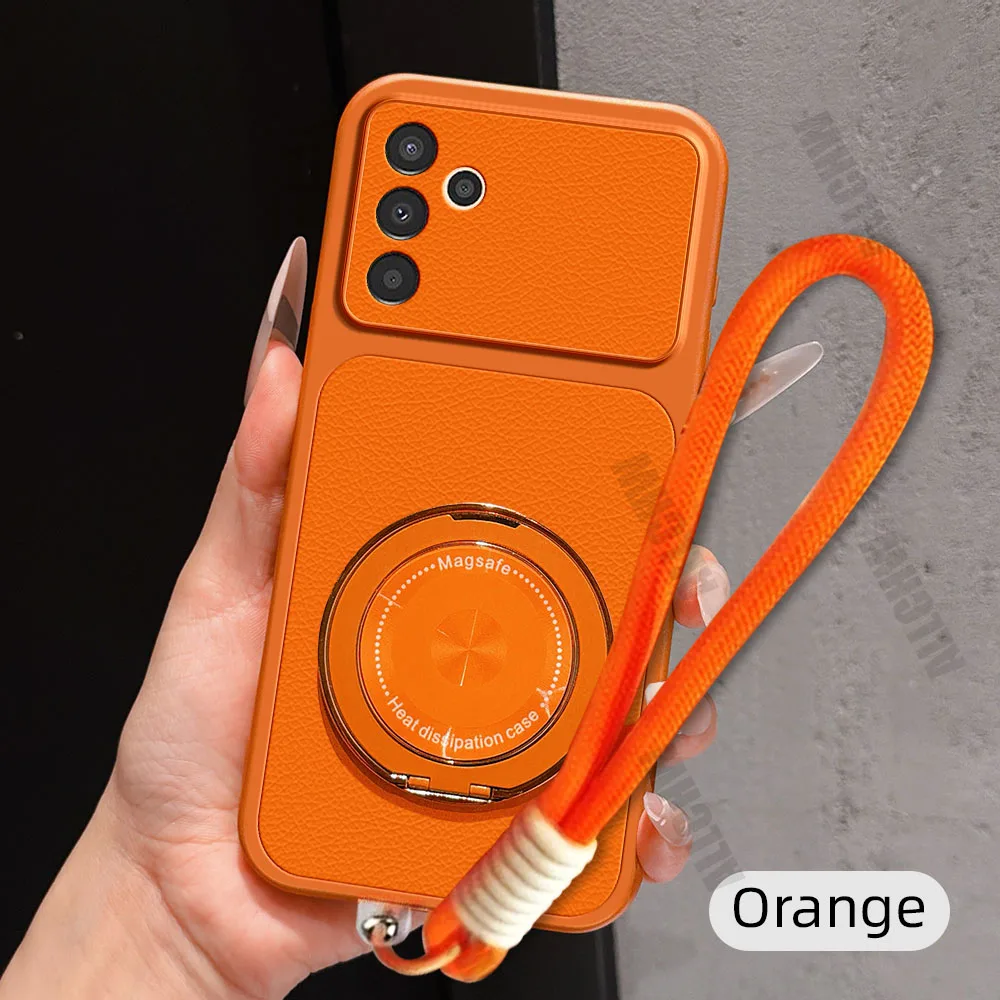 360° Magnetic Rotating Bracket Phone Case with Lanyard – Premium PU Leather Soft Cover