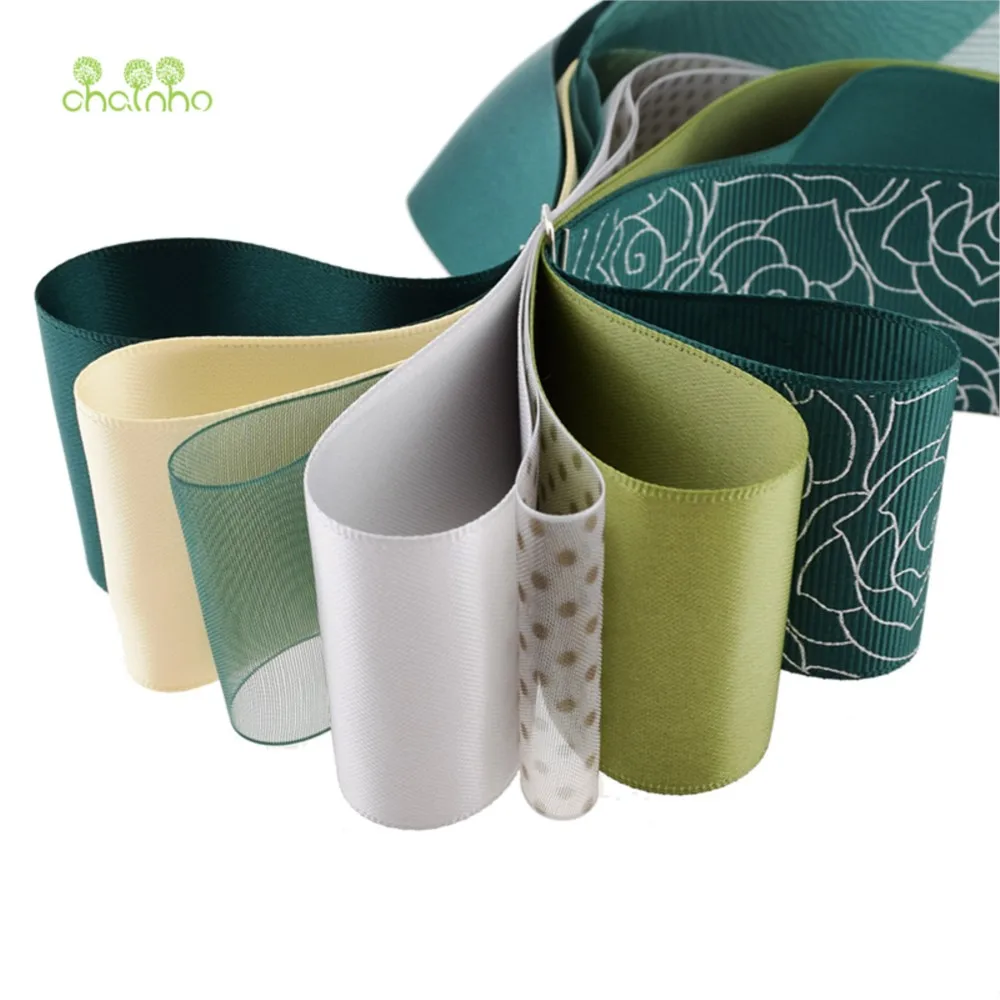 Chainho,Mix Green Ribbon Set,23 Yard/Lot,High quality,DIY Handmade Gift Craft Packing Wedding Hair Accessories Materials,RB15