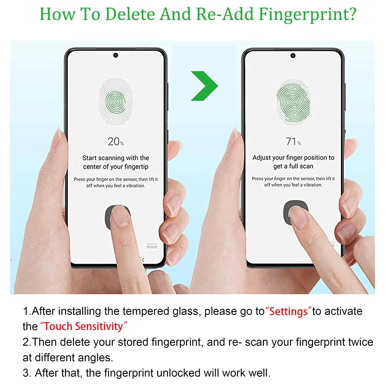 Premium Tempered Glass Fingerprint Unlock Screen Protector Film - 1/4 Pack