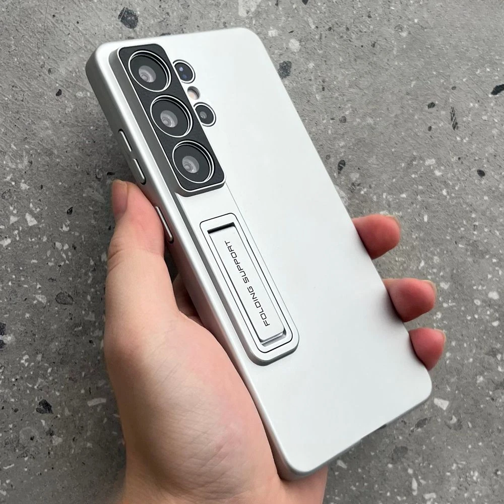 Ultra Luxury Invisible Folding Stand Holder Phone Case with All-Inclusive Lens Cover