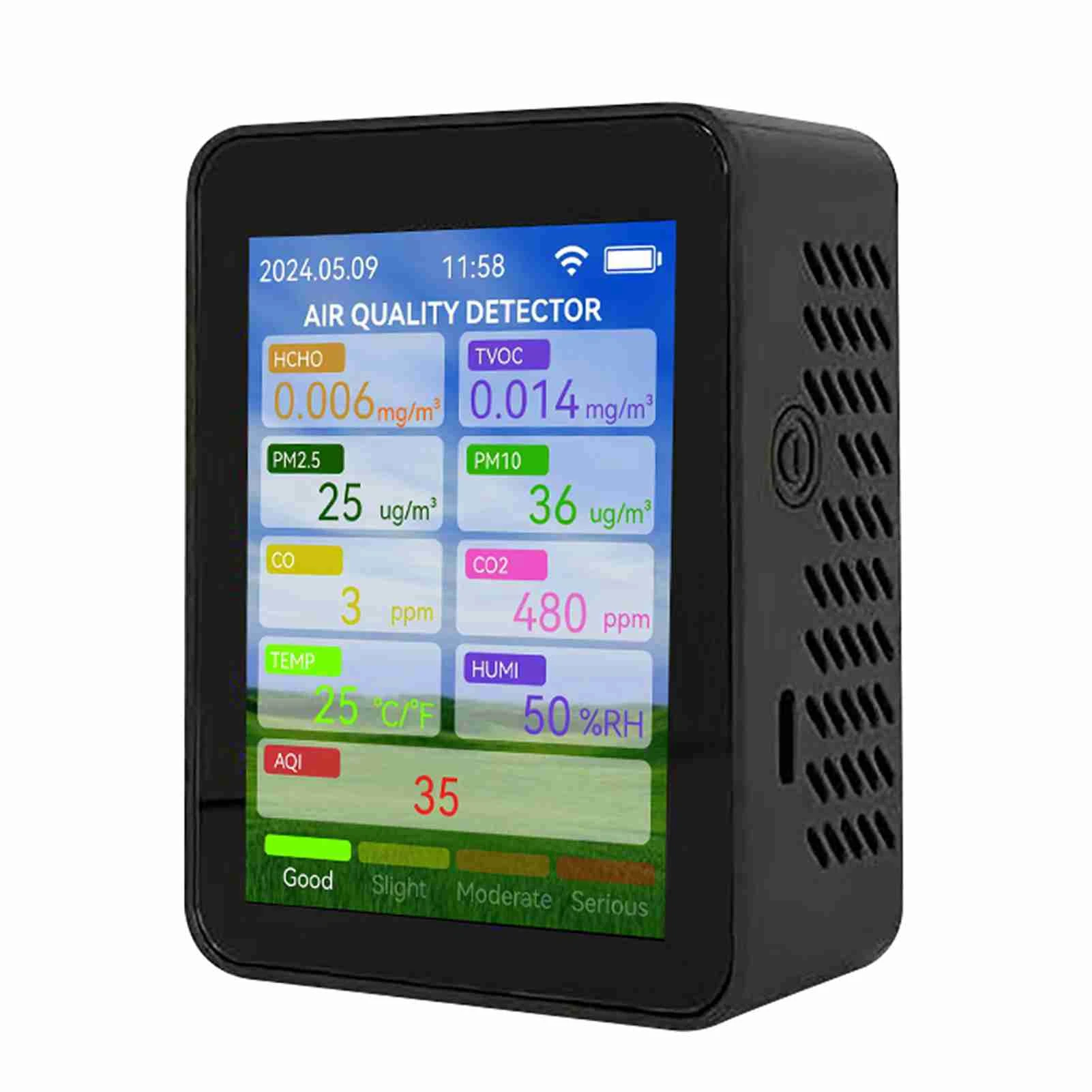 테스터 투야 와이파이 CO2 감지 계량기, 다기능 공기질 감지기, PM2.5 CO CO2 온도 습도 공기질 모니터