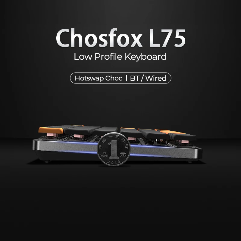 Chosfox L75 Aluminum Keyboard Kit ues for Kailh Low Profile Support Hot