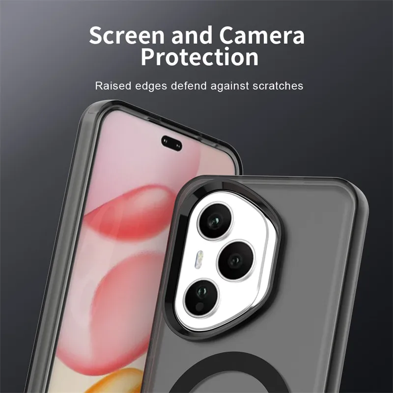 Wuhaizher Custodia magnetica per Honor 400 Pro, opaca, compatibile con Magsafe Support Ricarica wireless leggera ibrida in PC rigido + morbido TPU sottile antiurto per Honor 400 Pro, nero